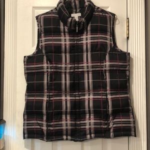 Ladies Charter Club Plaid Winter Vest - SZ LG